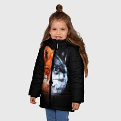 Куртка зимняя для девочки Волк и Лисица, цвет: 3D-черный — фото 2
