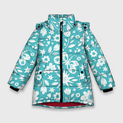 Куртка зимняя для девочки Нежный цветочный паттерн, цвет: 3D-красный
