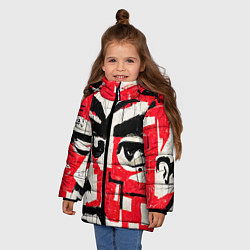 Куртка зимняя для девочки Уличная гранж абстракция, цвет: 3D-черный — фото 2