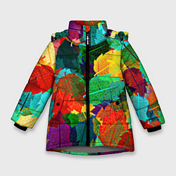Куртка зимняя для девочки Colored leaves, цвет: 3D-светло-серый