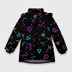 Зимняя куртка для девочки Colored neon geometric shapes