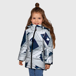 Куртка зимняя для девочки Абстрактное множество металлический пластин, цвет: 3D-черный — фото 2