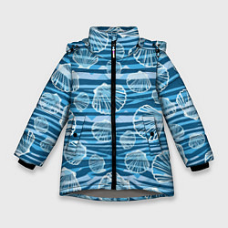 Куртка зимняя для девочки Паттерн из створок ракушки - океан, цвет: 3D-светло-серый