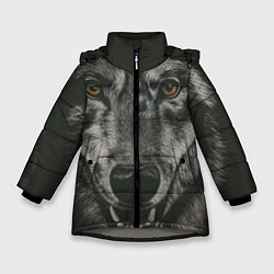 Зимняя куртка для девочки Крупная морда серого волка
