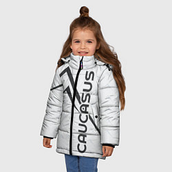 Куртка зимняя для девочки Caucasus Mountains надпись Кавказ на английском с, цвет: 3D-светло-серый — фото 2