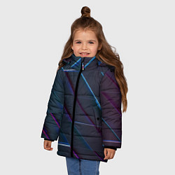 Куртка зимняя для девочки Неоновая трёхмерная мозаика, цвет: 3D-светло-серый — фото 2