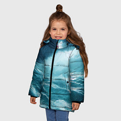 Куртка зимняя для девочки Буря в море, цвет: 3D-черный — фото 2