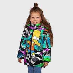 Куртка зимняя для девочки Барт Симпсон - центр-форвард на фоне граффити, цвет: 3D-светло-серый — фото 2