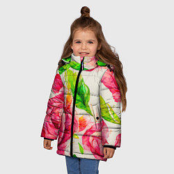 Куртка зимняя для девочки Яркие выразительные розы, цвет: 3D-черный — фото 2
