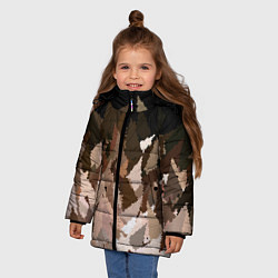 Куртка зимняя для девочки Abstract mosaic pattern brown and black, цвет: 3D-красный — фото 2