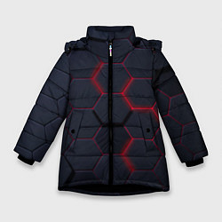Куртка зимняя для девочки Раскаленная броня, цвет: 3D-черный