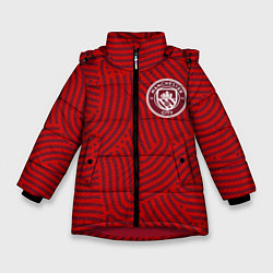 Куртка зимняя для девочки Manchester City отпечатки, цвет: 3D-красный