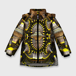 Куртка зимняя для девочки Трехмерный фрактал, цвет: 3D-светло-серый