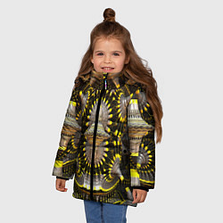 Куртка зимняя для девочки Трехмерный фрактал, цвет: 3D-светло-серый — фото 2