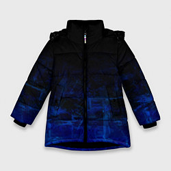 Куртка зимняя для девочки Однотонный черный и темно синий гранжевый градиент, цвет: 3D-черный