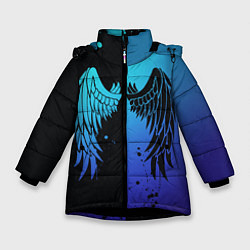 Куртка зимняя для девочки Крылья инь янь, цвет: 3D-черный