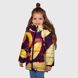 Куртка зимняя для девочки Осенняя листва узор, цвет: 3D-красный — фото 2