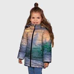 Куртка зимняя для девочки Штормовая волна, накатывающая на берег, цвет: 3D-красный — фото 2