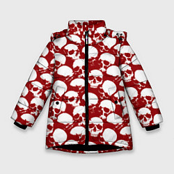 Куртка зимняя для девочки Череп и кровь, цвет: 3D-черный