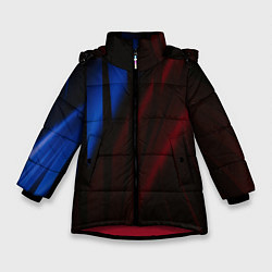 Куртка зимняя для девочки Иллюзорные синие и красные линии во тьме, цвет: 3D-красный