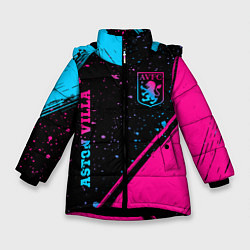 Зимняя куртка для девочки Aston Villa - neon gradient: надпись, символ