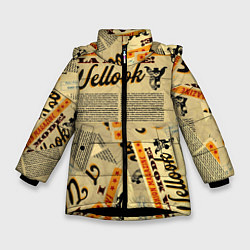 Куртка зимняя для девочки Vintage Journal, цвет: 3D-черный