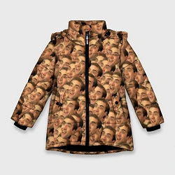 Куртка зимняя для девочки Николас Кейдж мем, цвет: 3D-черный