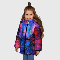Куртка зимняя для девочки Композиция из дисков, цвет: 3D-светло-серый — фото 2