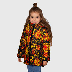 Куртка зимняя для девочки Хохлома роспись, цвет: 3D-светло-серый — фото 2