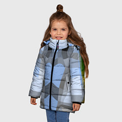 Куртка зимняя для девочки Абстракт мозаика графический узор, цвет: 3D-светло-серый — фото 2