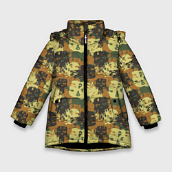 Куртка зимняя для девочки Милитари череп, цвет: 3D-черный