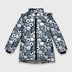 Куртка зимняя для девочки Мячи спортивные, цвет: 3D-светло-серый