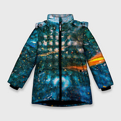 Куртка зимняя для девочки Тени города и краски, цвет: 3D-черный