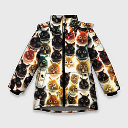 Зимняя куртка для девочки Паттерн-котики
