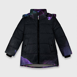 Куртка зимняя для девочки Неоновые космические тропики, цвет: 3D-светло-серый