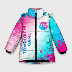 Куртка зимняя для девочки Tomodachi Game neon gradient style: надпись, симво, цвет: 3D-черный