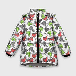 Куртка зимняя для девочки Кеды разноцветные поп арт, цвет: 3D-светло-серый