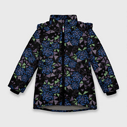 Зимняя куртка для девочки Мозаичный геометрический узор Розы