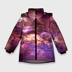 Куртка зимняя для девочки Необычное фиолетовое облако, цвет: 3D-светло-серый