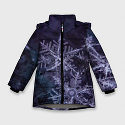 Куртка зимняя для девочки Снежинки макро фото, цвет: 3D-светло-серый