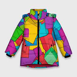Зимняя куртка для девочки Фон из разноцветных кубиков