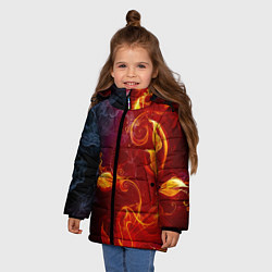 Куртка зимняя для девочки Огненный цветок с дымом, цвет: 3D-красный — фото 2