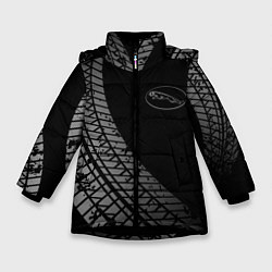 Куртка зимняя для девочки Jaguar tire tracks, цвет: 3D-черный