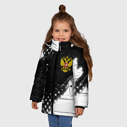 Куртка зимняя для девочки Вокалист из России и герб РФ: надпись, символ, цвет: 3D-черный — фото 2