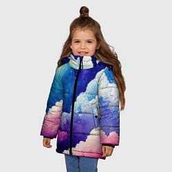 Куртка зимняя для девочки Розово-голубые акварельные облака, цвет: 3D-черный — фото 2