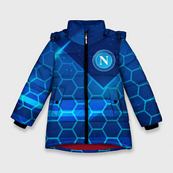 Куртка зимняя для девочки Napoli Соты абстракция, цвет: 3D-красный