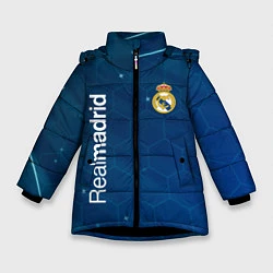 Куртка зимняя для девочки Real madrid голубая абстракция, цвет: 3D-черный