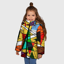 Куртка зимняя для девочки Грубый абстрактный фон, цвет: 3D-красный — фото 2