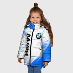 Куртка зимняя для девочки Bmw синяя текстура, цвет: 3D-красный — фото 2