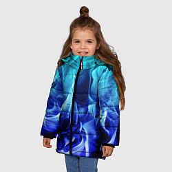 Куртка зимняя для девочки Огненный неоновый градиент, цвет: 3D-светло-серый — фото 2